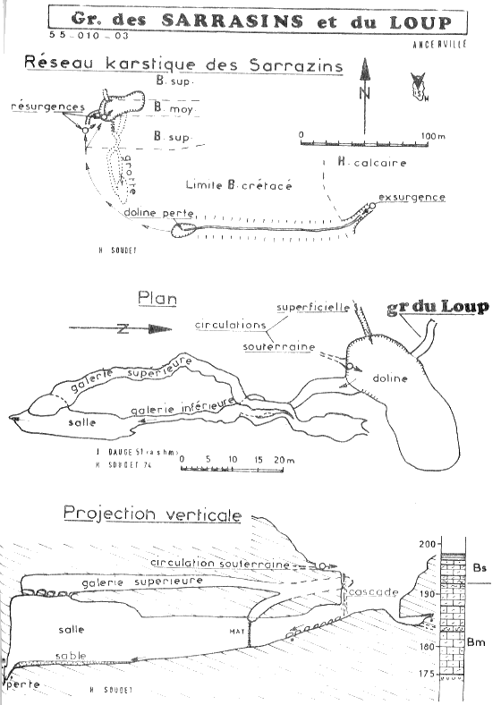 Topographie de : rseau karstique des Sarrazins - ANCERVILLE (55)