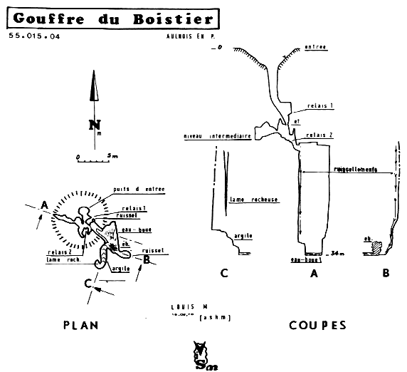 Topographie de : gouffre du Boistier - AULNOIS-EN-PERTHOIS (55)
