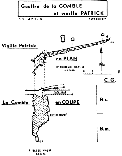 Topographie de : gouffre de la Comble / Viaille Patrick - SAVONNIERES-EN-PERTHOIS (55)